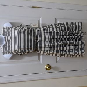 Women's Calvin Klein Striped Pleated Dress WHITE/GRAY Sz 2 NWT CD4X63W5